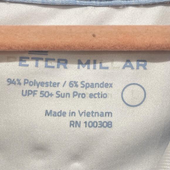 Peter Millar Polo Shirt Womens Small Blue White Sleeveless Golf UPF 50 Half Zip - Picture 3 of 12
